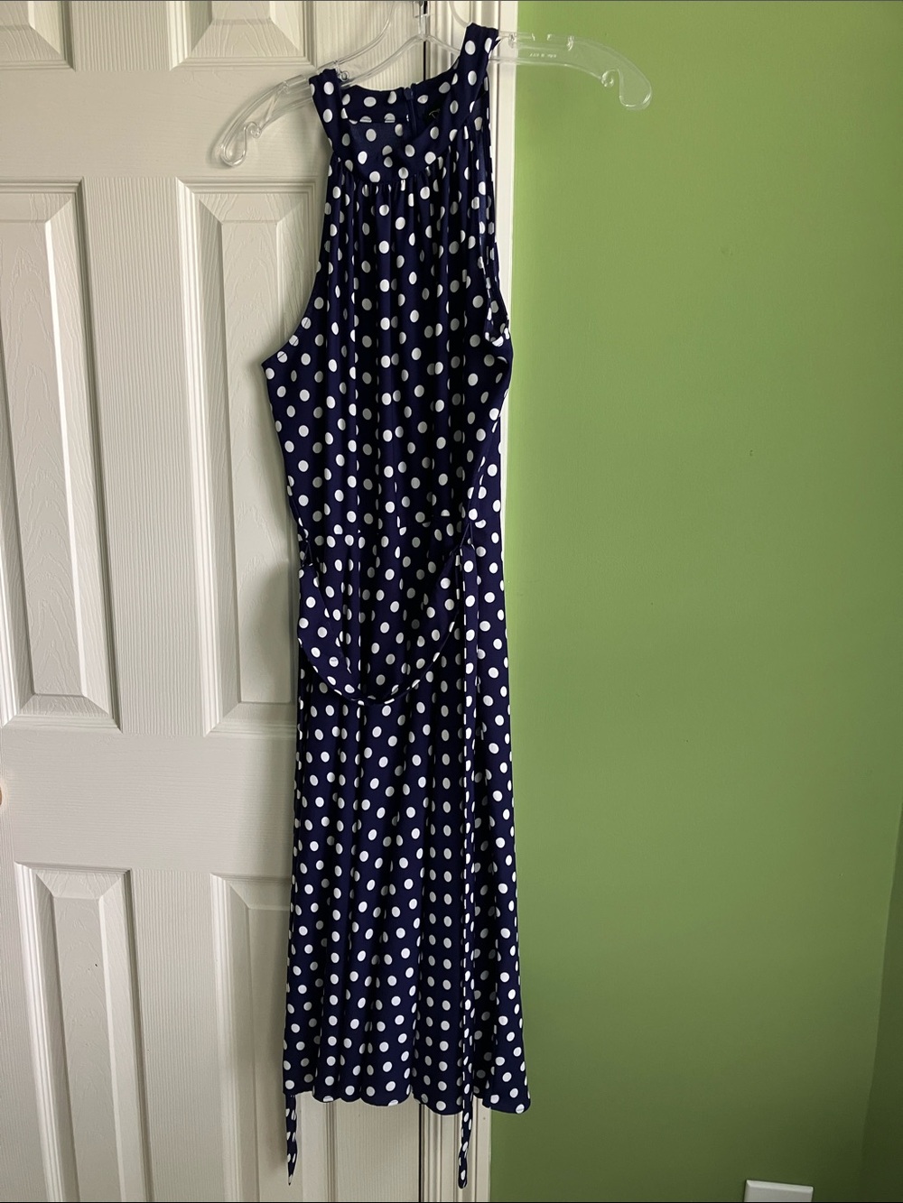 Classic Navy Polka Dot Halter Dress